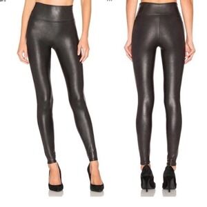 SPANX Faux Leather Leggings Black Petite XS/TP High Waist Pants moto goth grunge